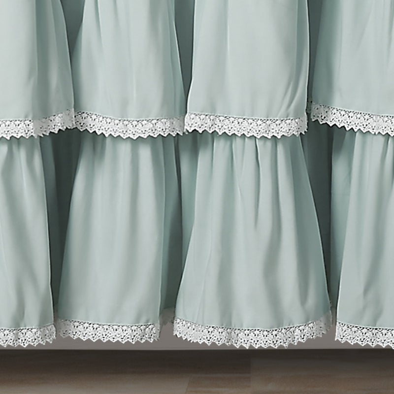 Lush Decor Lace Ruffle Shower Curtain Single 72" W x 72" L Blue - Blue Shower Curtains for Bathroom - Ruffle Bathroom Curtain - Coquette Bathroom Decor - Image 3